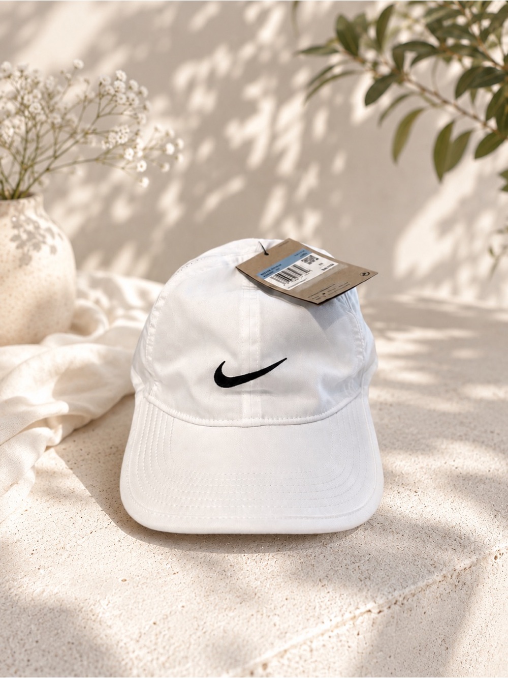 Nike White Cap with Black Swoosh